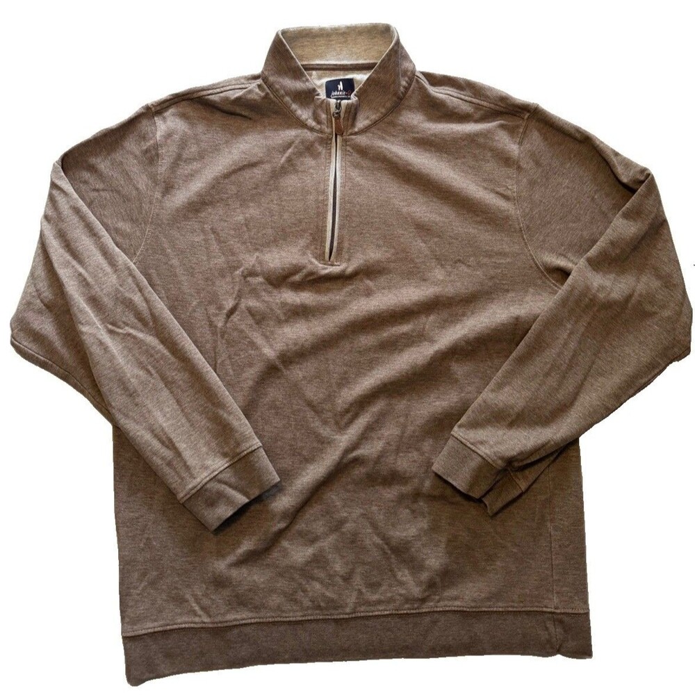 Johnnie-O Sully 1/4 Zip Pullover Mens Large Maple Brown Heathered Quarter Zip